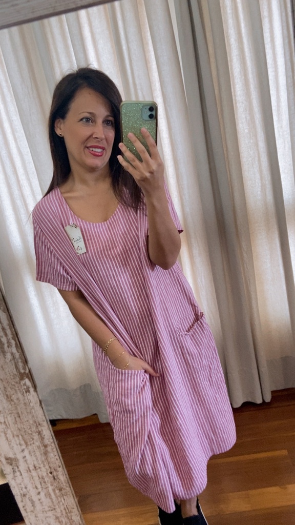 Vestido de rayas con bolsillos