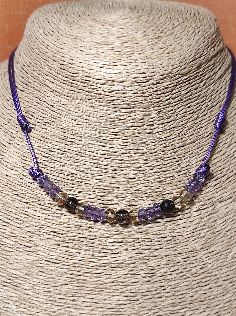 Collar de Amatista, Citrino y Cuarzo ahumado