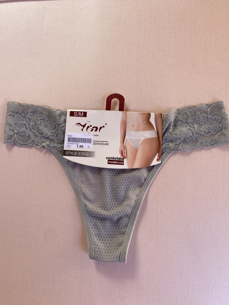 Tanga bordes encaje gris