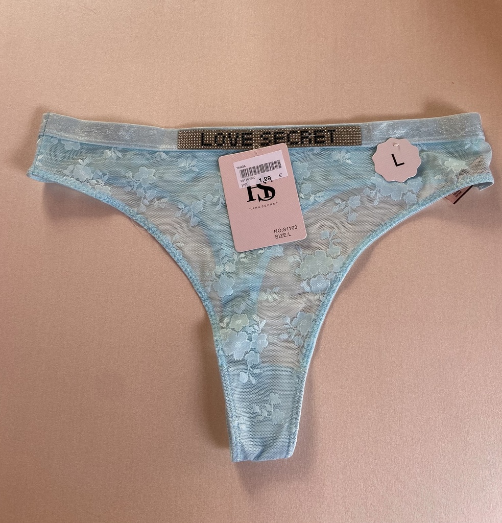 Tanga encaje flores Love secret celeste