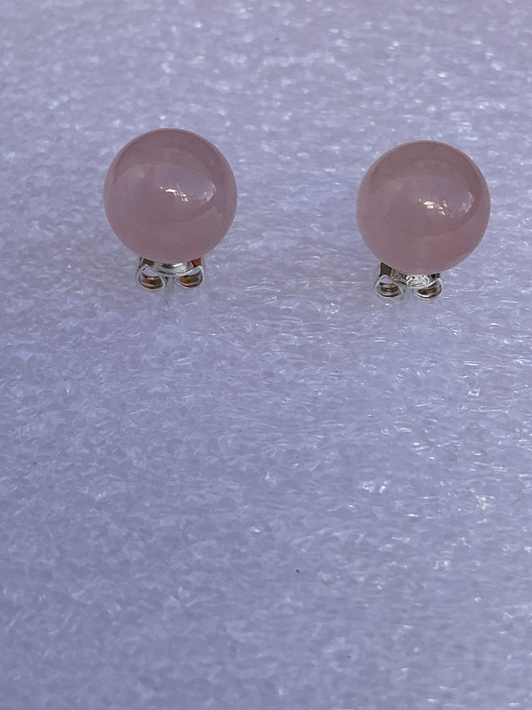 Pendiente Dormilona de Cuarzo Rosa