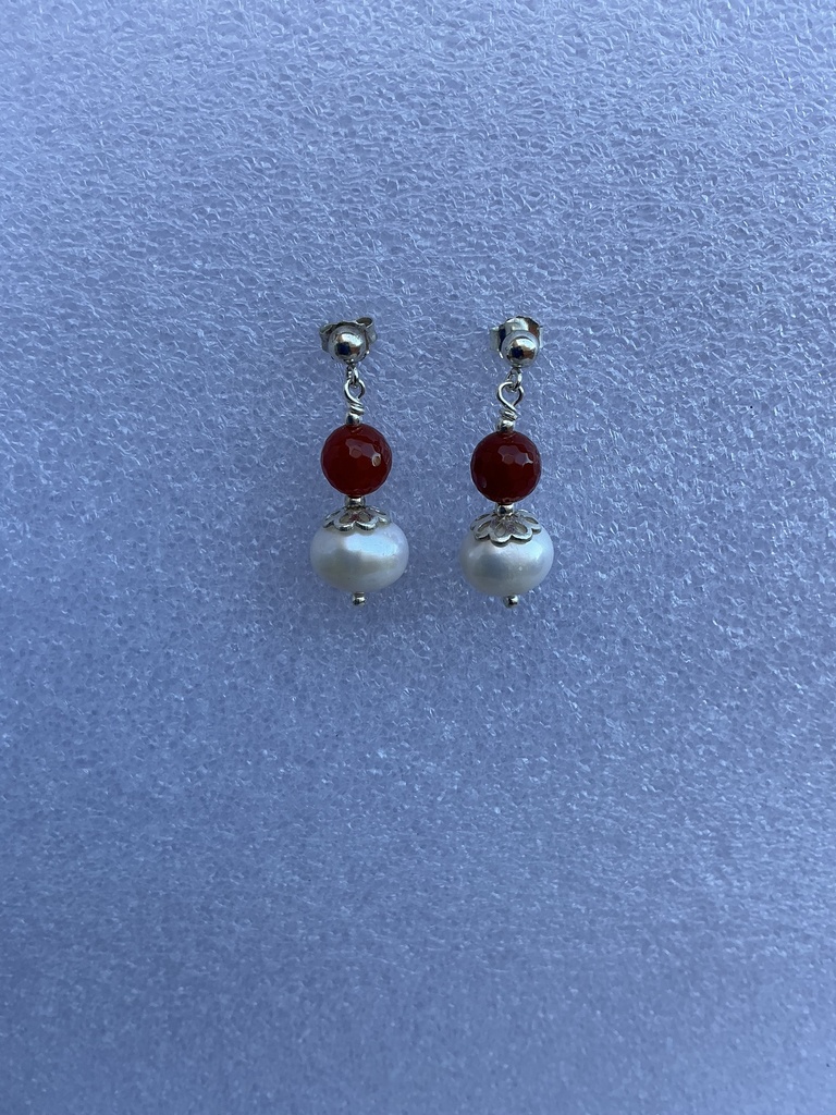 Pendientes Carneola y Perlas Cultivadas barrocas