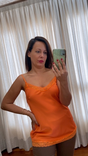 [R258009MUO] Lencera encaje naranja