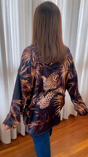 [R2523448MUO] Sudadera leopardo con capucha