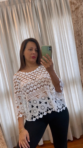 [R2515MUO] Blusa de ganchillo blanca