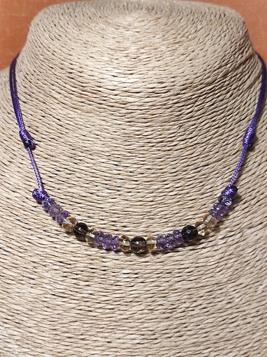 [25CLAM27101] Collar de Amatista, Citrino y Cuarzo ahumado