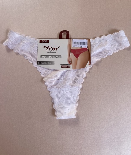 [3067MUO] Tanga encaje flores blanca