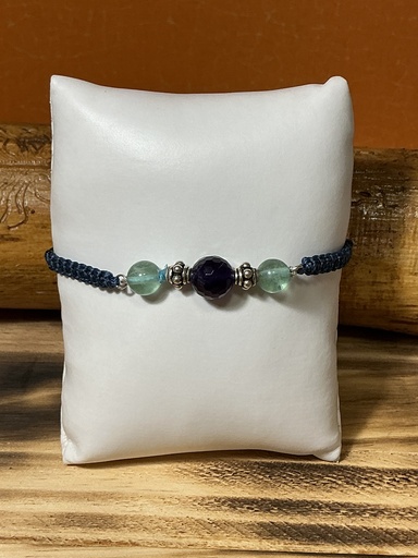 [25PUFL28101] Pulsera de fluorita y Amatista de macrame