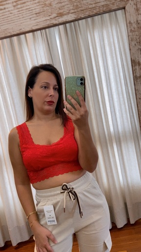 [R25058MUO] Top encaje rojo