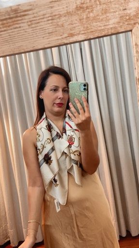 [R258007MUO] Pañuelo estampado beis