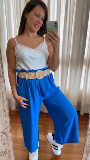 [R251967MUO] Pantalón ancho con cinturón 