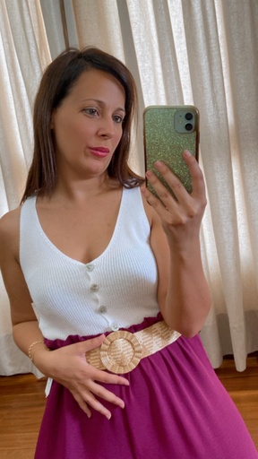 [R258266MUO] Blusa con botones blanca