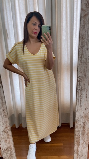 [R2524300MUO] Vestido largo de rayas