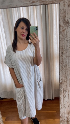 [R250122MUO] Vestido de rayas con bolsillo